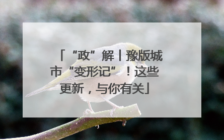 “政”解丨豫版城市“变形记”！这些更新，与你有关