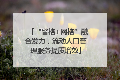 “警格+网格”融合发力，流动人口管理服务提质增效