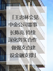 王忠林会见中金公司董事长陈亮 持续深化务实合作 做强支点建设金融支撑