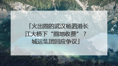 火出圈的武汉杨泗港长江大桥下“圈地收费”？城运集团回应争议