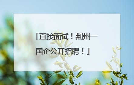 直接面试！荆州一国企公开招聘！