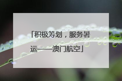 积极筹划，服务暑运——澳门航空