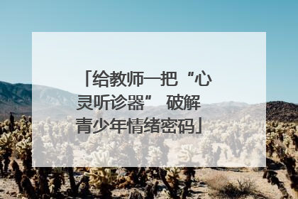 给教师一把“心灵听诊器” 破解青少年情绪密码