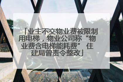 业主不交物业费被限制用电梯，物业公司称“物业费含电梯能耗费” 住建局曾责令整改