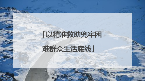 以精准救助兜牢困难群众生活底线