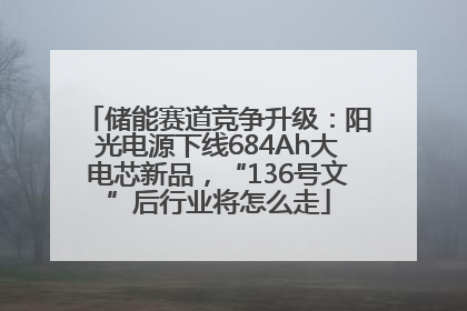 储能赛道竞争升级：阳光电源下线684Ah大电芯新品，“136号文”后行业将怎么走