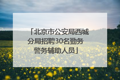 北京市公安局西城分局招聘30名勤务警务辅助人员