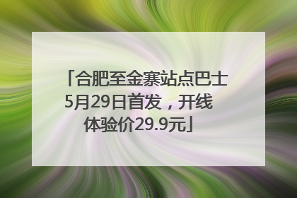 合肥至金寨站点巴士5月29日首发，开线体验价29.9元
