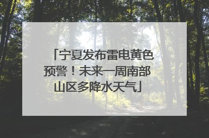 宁夏发布雷电黄色预警！未来一周南部山区多降水天气