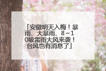安徽明天入梅！暴雨、大暴雨、8～10级雷雨大风来袭！台风也有消息了