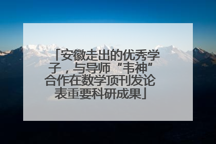 安徽走出的优秀学子，与导师“韦神”合作在数学顶刊发论表重要科研成果