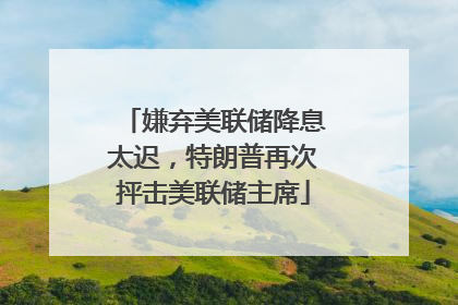 嫌弃美联储降息太迟，特朗普再次抨击美联储主席