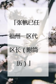 张帆已任福州一区代区长（附简历）