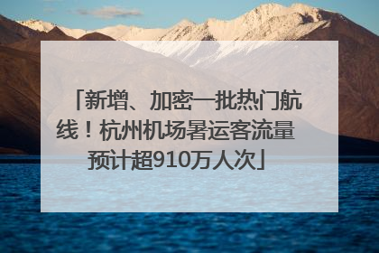 新增、加密一批热门航线！杭州机场暑运客流量预计超910万人次