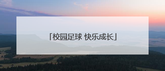 校园足球 快乐成长