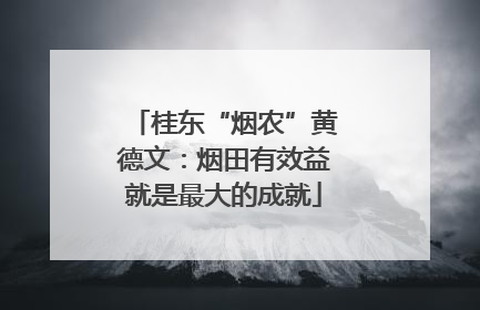 桂东“烟农”黄德文：烟田有效益就是最大的成就