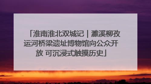 淮南淮北双城记｜濉溪柳孜运河桥梁遗址博物馆向公众开放 可沉浸式触摸历史