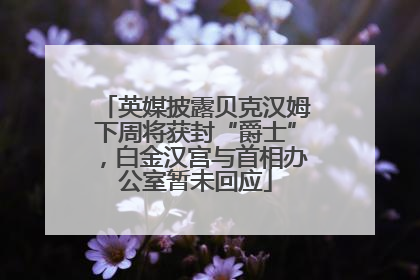 英媒披露贝克汉姆下周将获封“爵士”，白金汉宫与首相办公室暂未回应