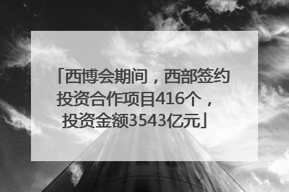 西博会期间，西部签约投资合作项目416个，投资金额3543亿元