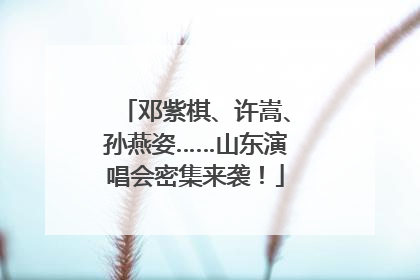邓紫棋、许嵩、孙燕姿……山东演唱会密集来袭！