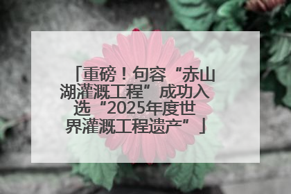 重磅！句容“赤山湖灌溉工程”成功入选“2025年度世界灌溉工程遗产”