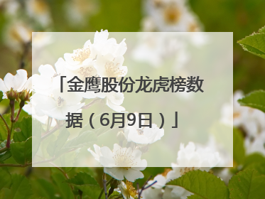 金鹰股份龙虎榜数据（6月9日）