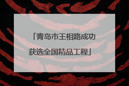 青岛市王相路成功获选全国精品工程