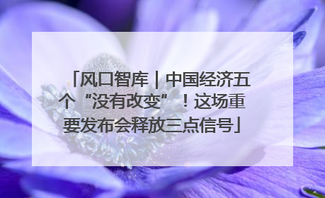 风口智库｜中国经济五个“没有改变”！这场重要发布会释放三点信号