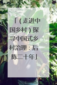 （走进中国乡村）探寻中国式乡村治理：后陈二十年